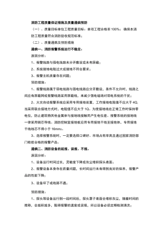 消防工程质量保证措施及质量通病预防