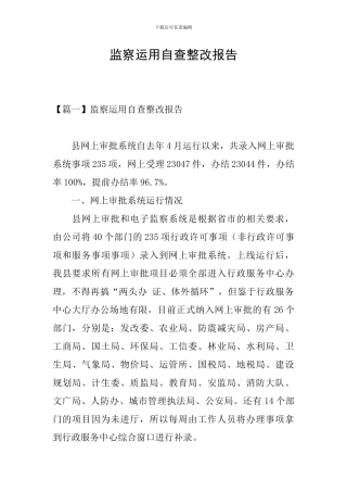 监察运用自查整改报告