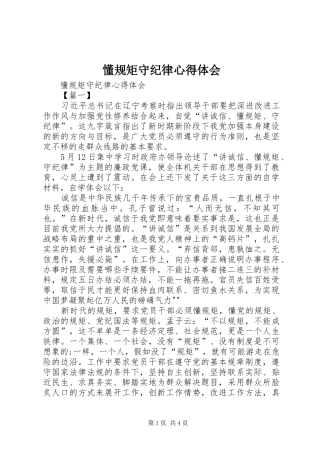 懂规矩守纪律心得体会