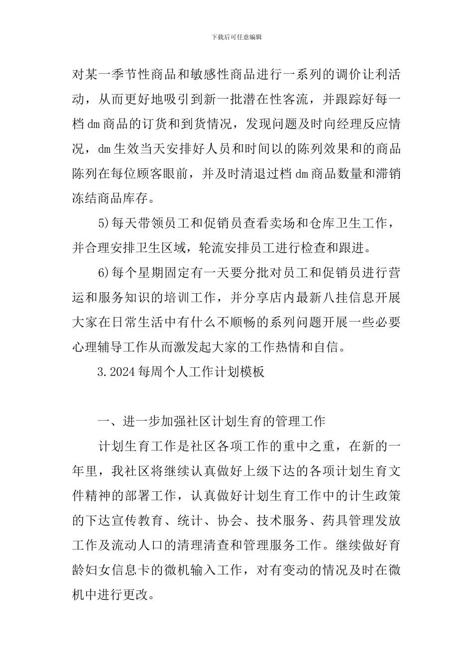 2024每周个人工作计划模板_第3页