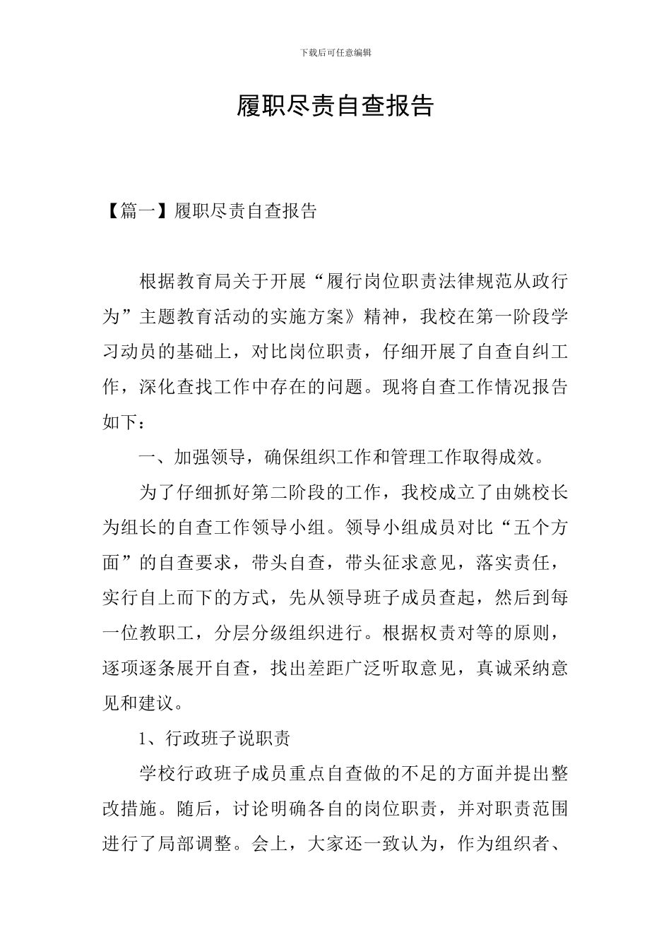 履职尽责自查报告_第1页