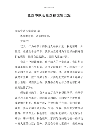 竞选中队长竞选稿锦集五篇