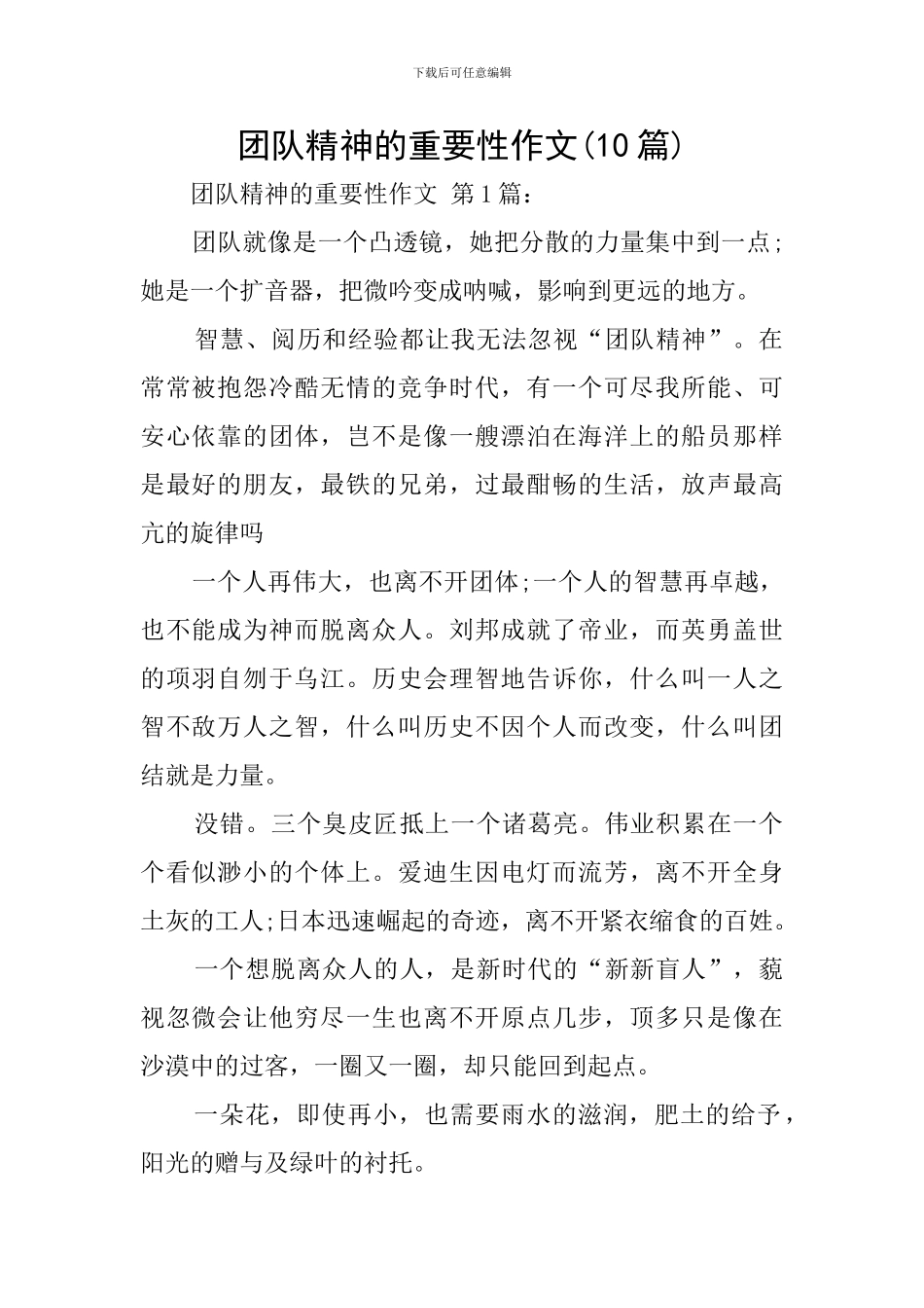 团队精神的重要性作文_第1页