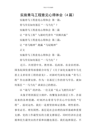 实施青马工程意见心得体会