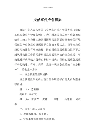突然事件应急预案