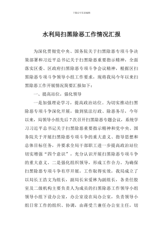 水利局扫黑除恶工作情况汇报