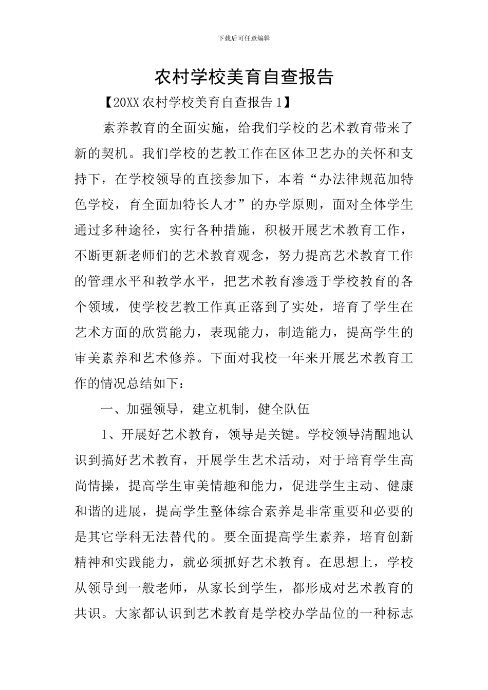 农村学校美育自查报告_第1页