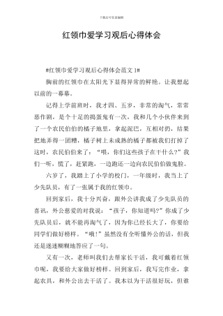 红领巾爱学习观后心得体会