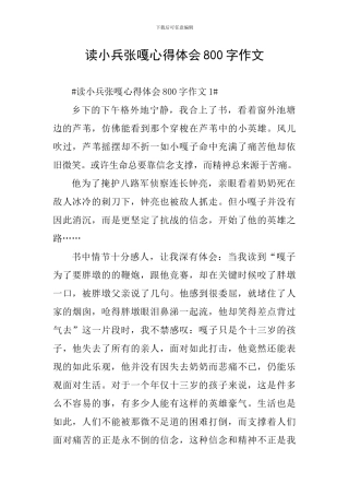 读小兵张嘎心得体会800字作文