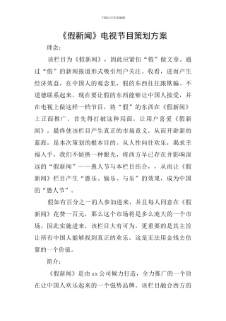 《假新闻》电视节目策划方案