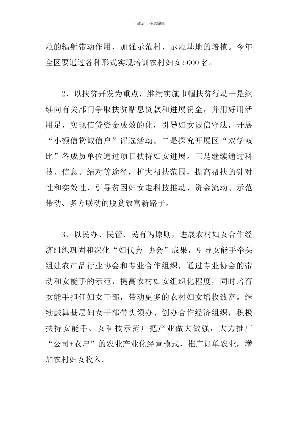 农村妇联工作计划模板_第2页