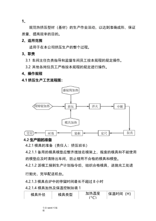铝型材挤压工艺规程完整