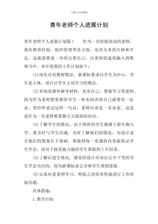 青年教师个人发展计划
