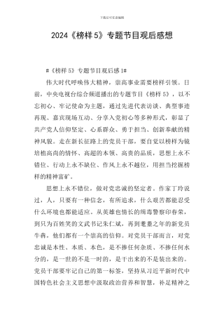 2024《榜样5》专题节目观后感想