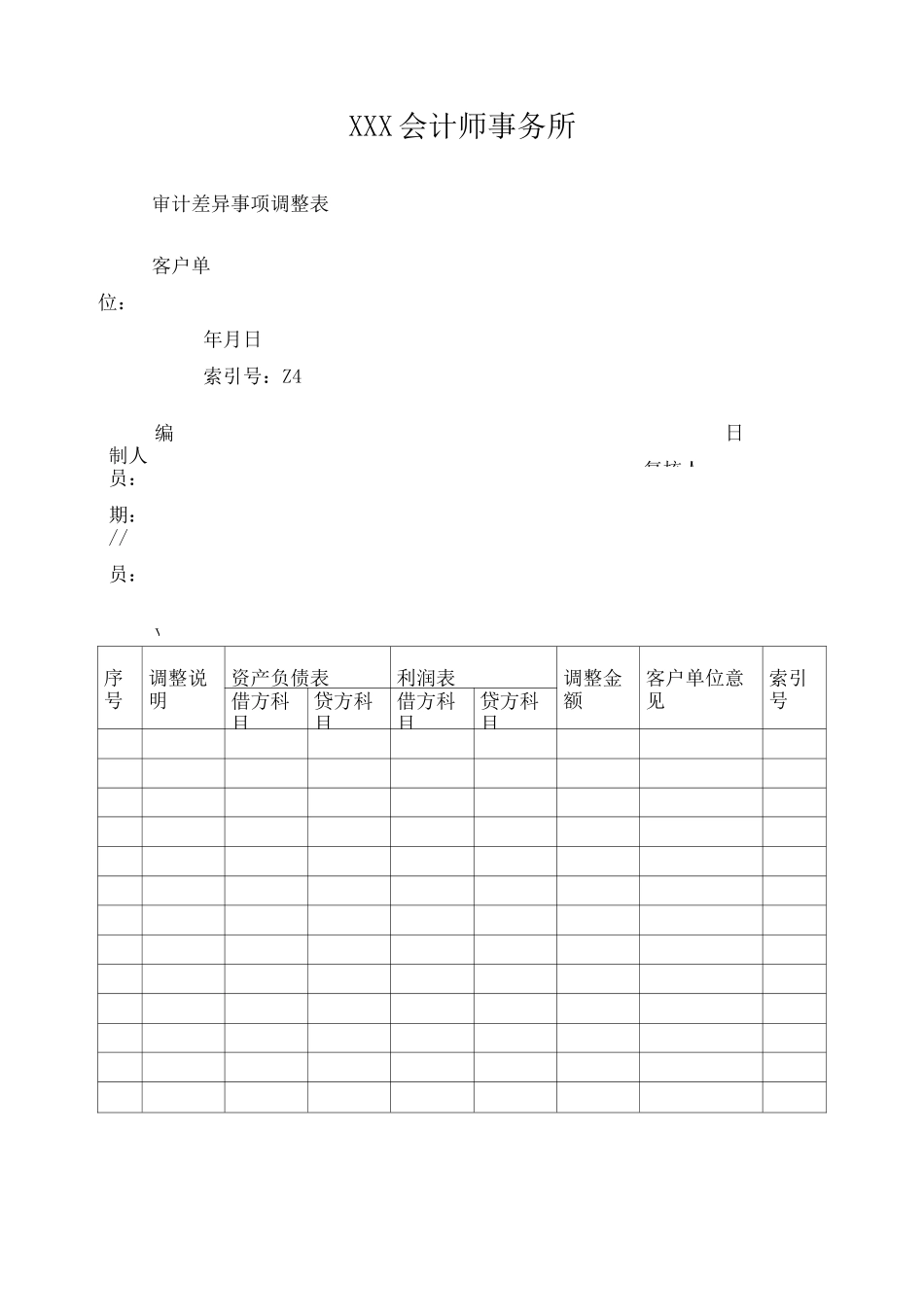 审计工作底稿(模板)_第1页