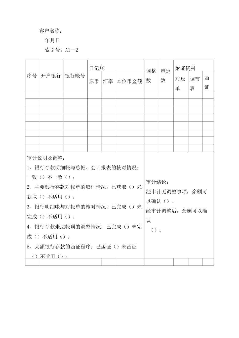 审计工作底稿(模板)_第2页