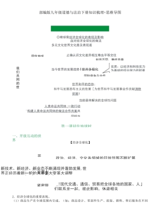 九年级道德与法治下册知识梳理+思维导图(部编版)