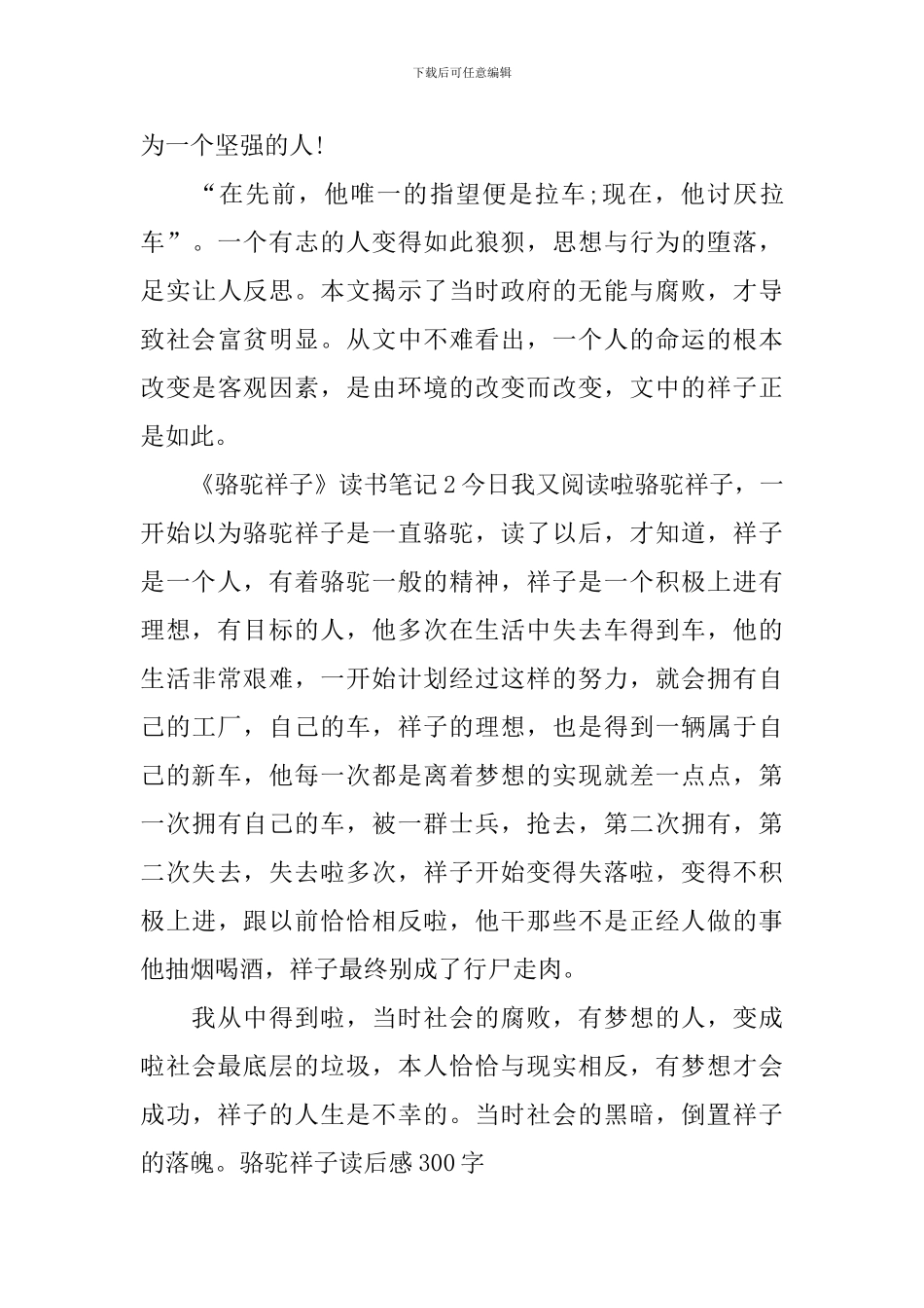 《骆驼祥子》读书笔记_第3页