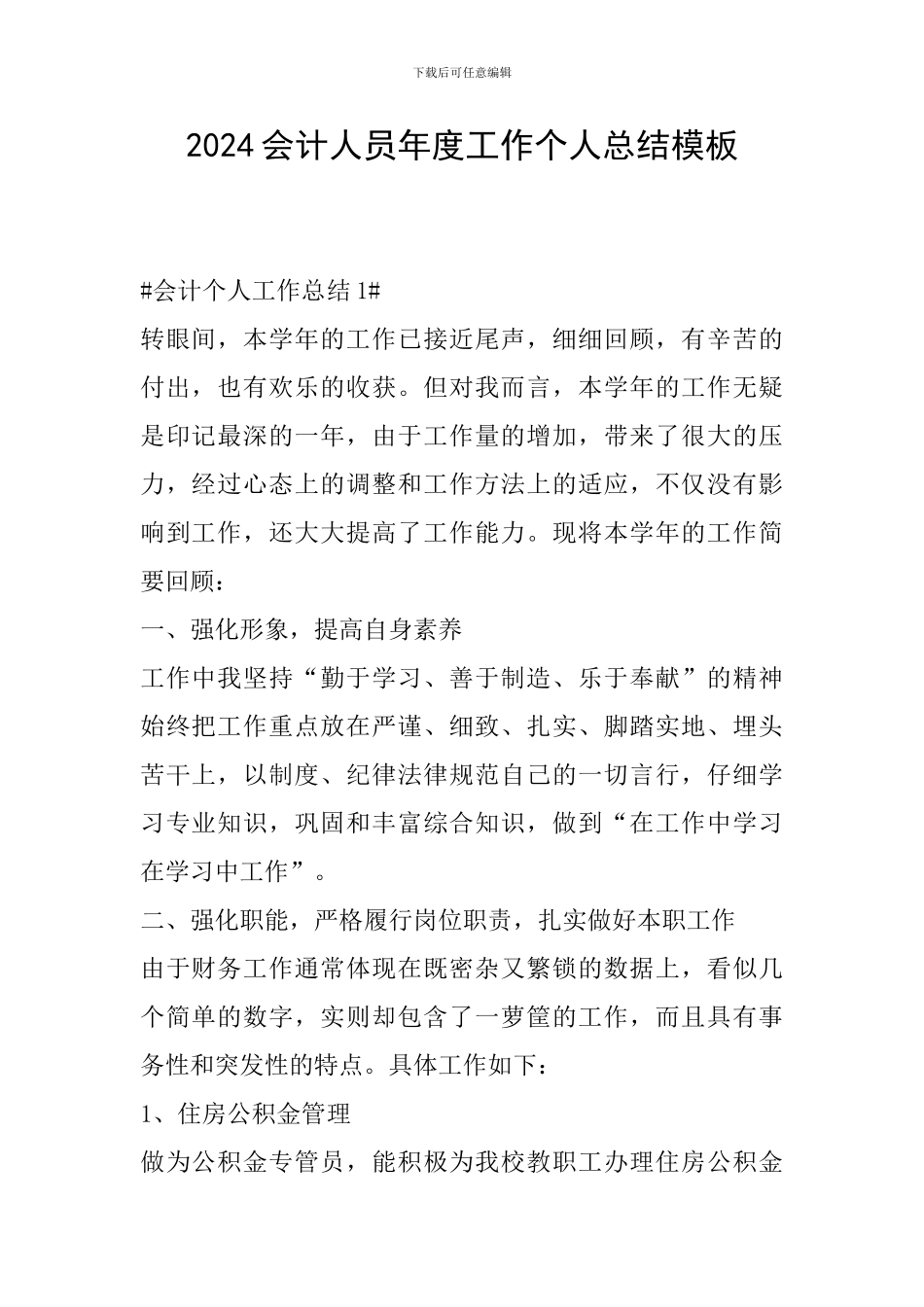 2024会计人员年度工作个人总结模板_第1页