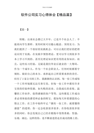 软件公司实习心得体会
