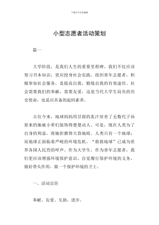 小型志愿者活动策划