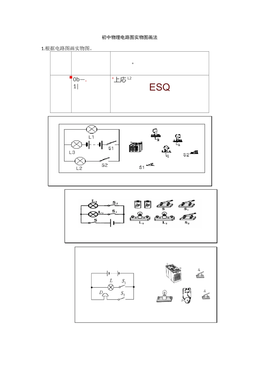 初中物理电路图实物图画法_第1页