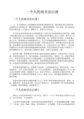 一个人的朝圣读后感