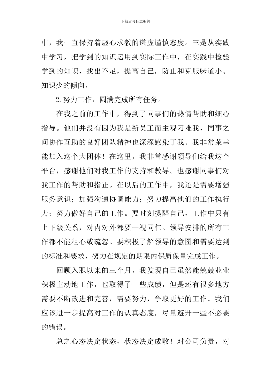 公司职员试用期工作总结范文10篇_第2页