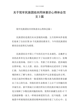 关于筑牢民族团结共同体意识心得体会范文3篇