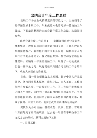出纳会计年度工作总结