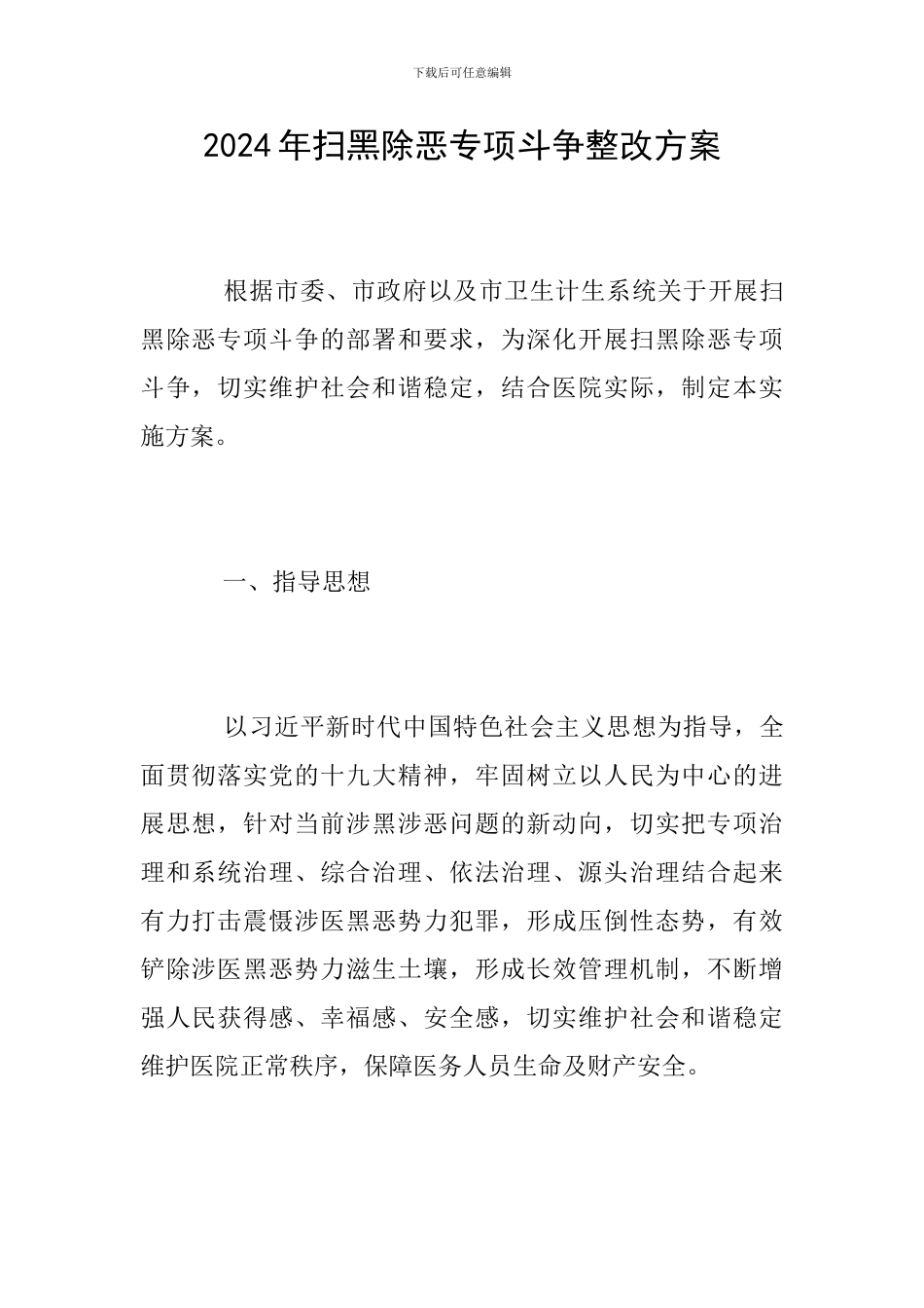 2024年扫黑除恶专项斗争整改方案_第1页