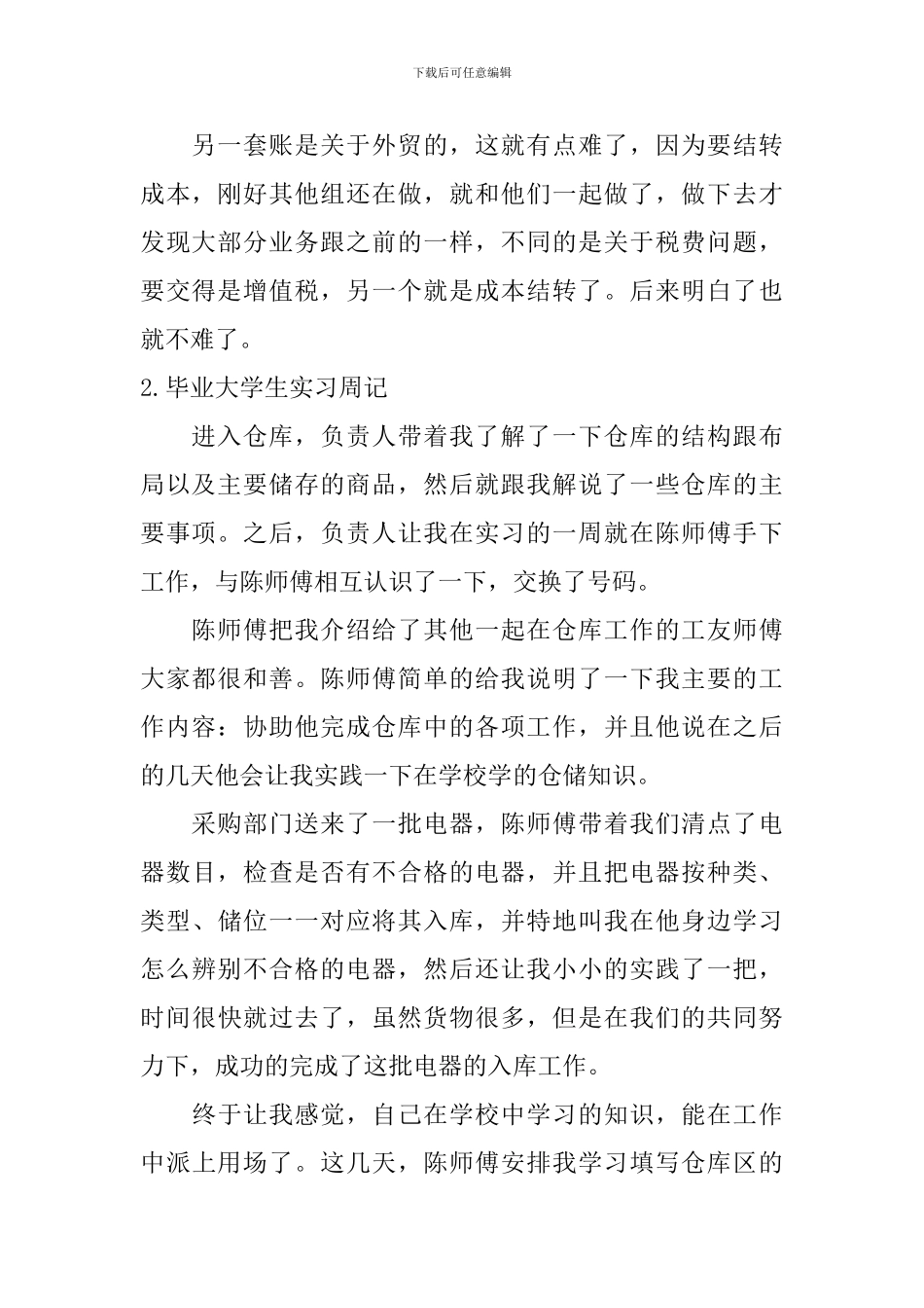 毕业大学生实习周记【5篇】_第2页