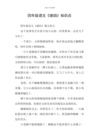 四年级语文《琥珀》知识点