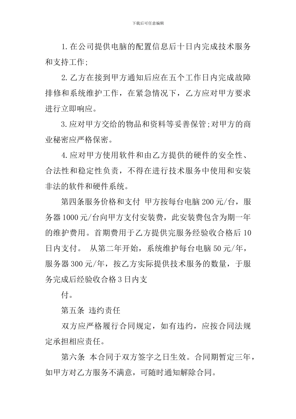 电脑技术服务合同_第2页