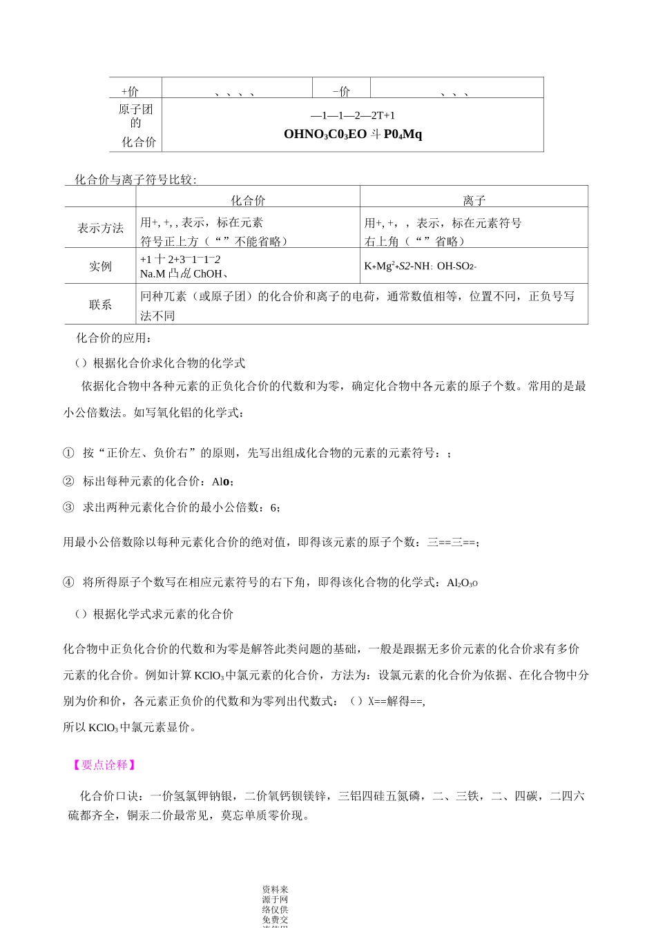 科粤版初三化学上册 化学式与化合价(基础) 知识点讲解(常考点练习)_第3页