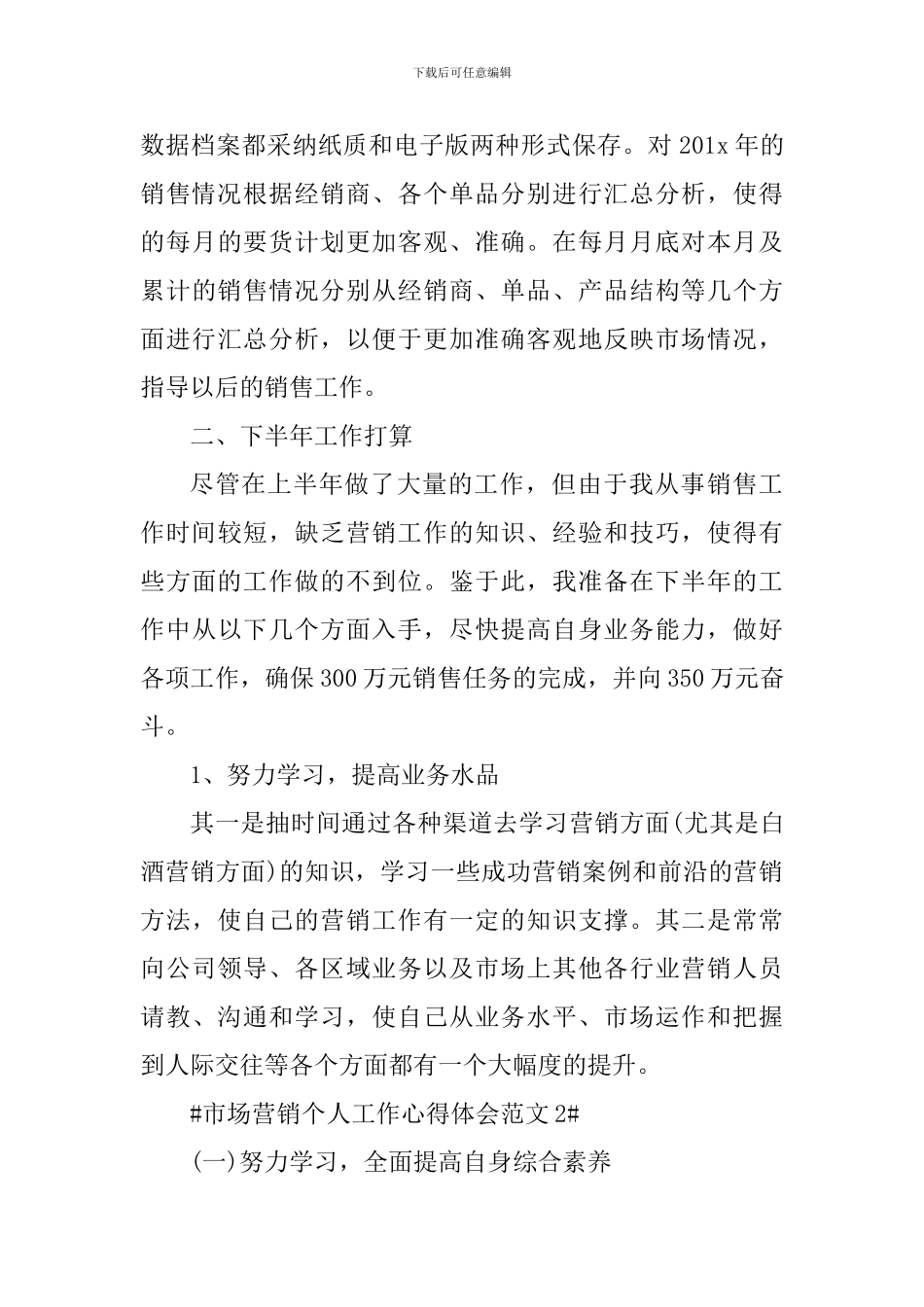 市场营销个人工作心得体会_第3页