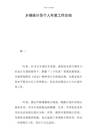乡镇统计员个人年度工作总结
