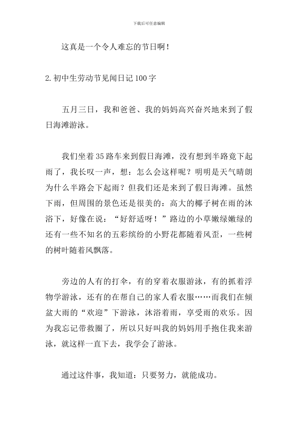 初中生劳动节见闻日记100字6篇_第2页