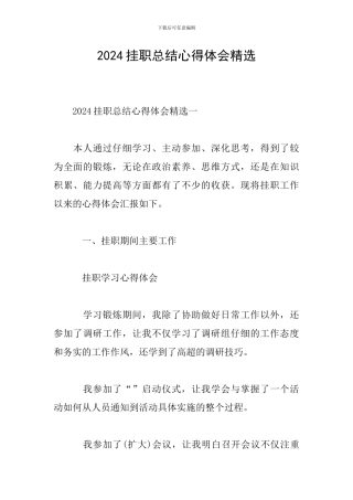 2024挂职总结心得体会精选