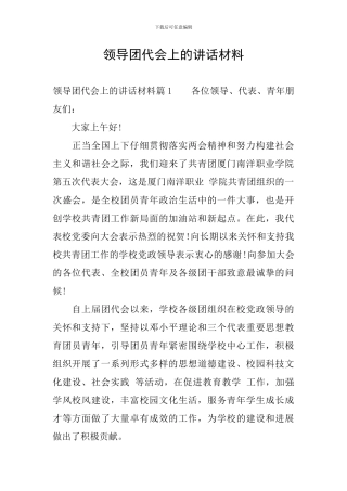 领导团代会上的讲话材料
