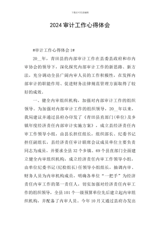 2024审计工作心得体会