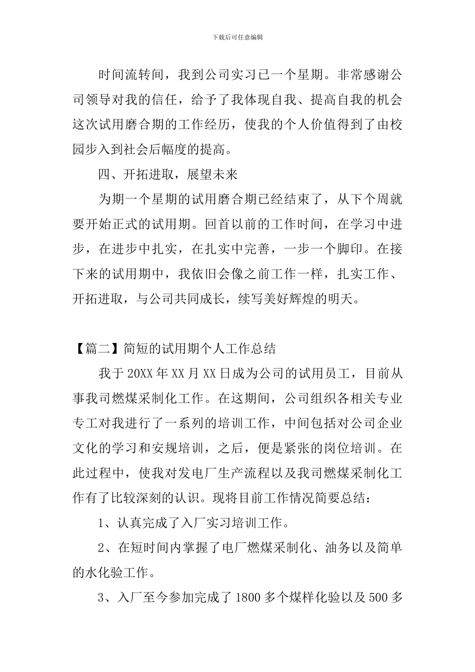 简短的试用期个人工作总结_第3页