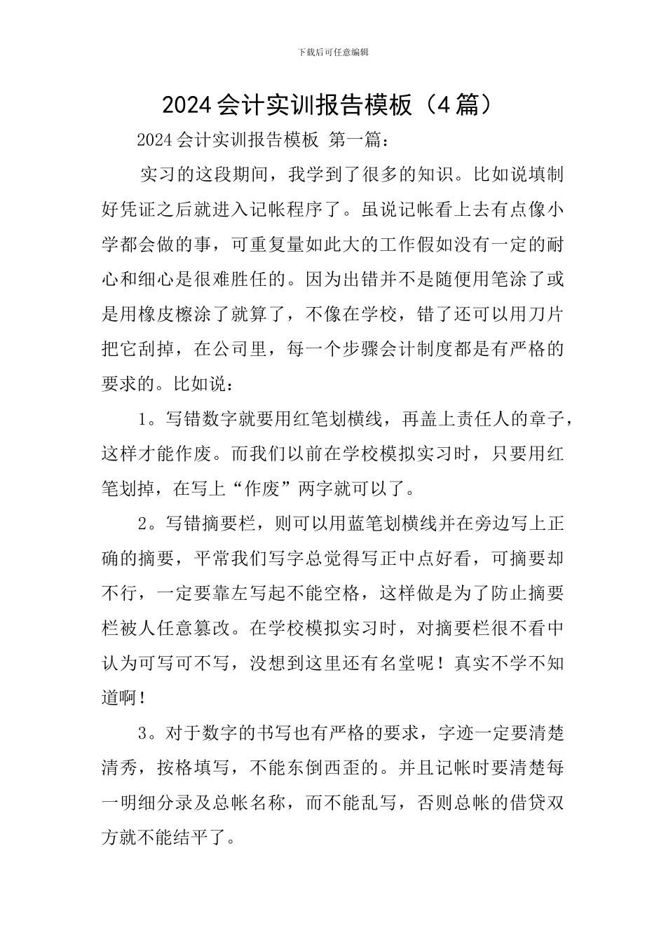 2024会计实训报告模板_第1页