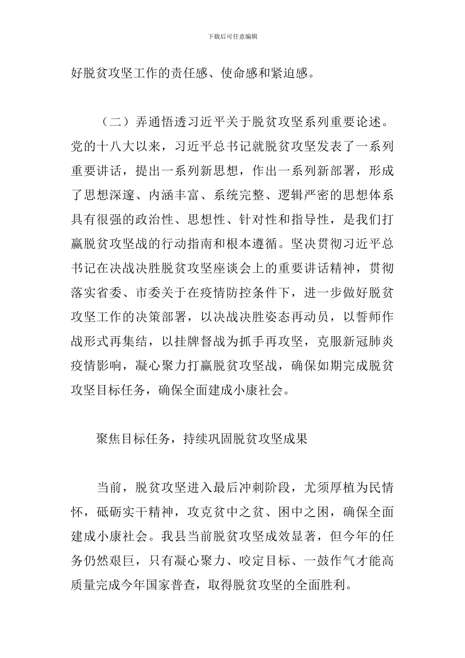 高质量打赢脱贫攻坚战发言2024年度_第2页