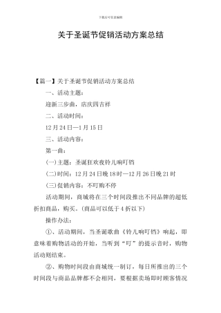 关于圣诞节促销活动方案总结