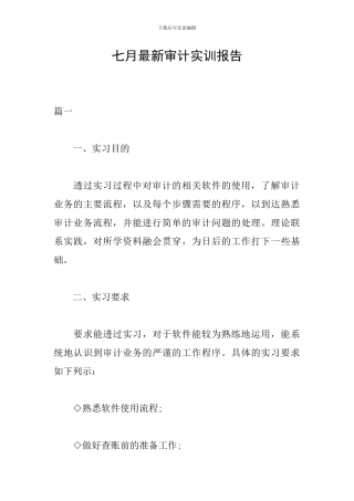 七月最新审计实训报告