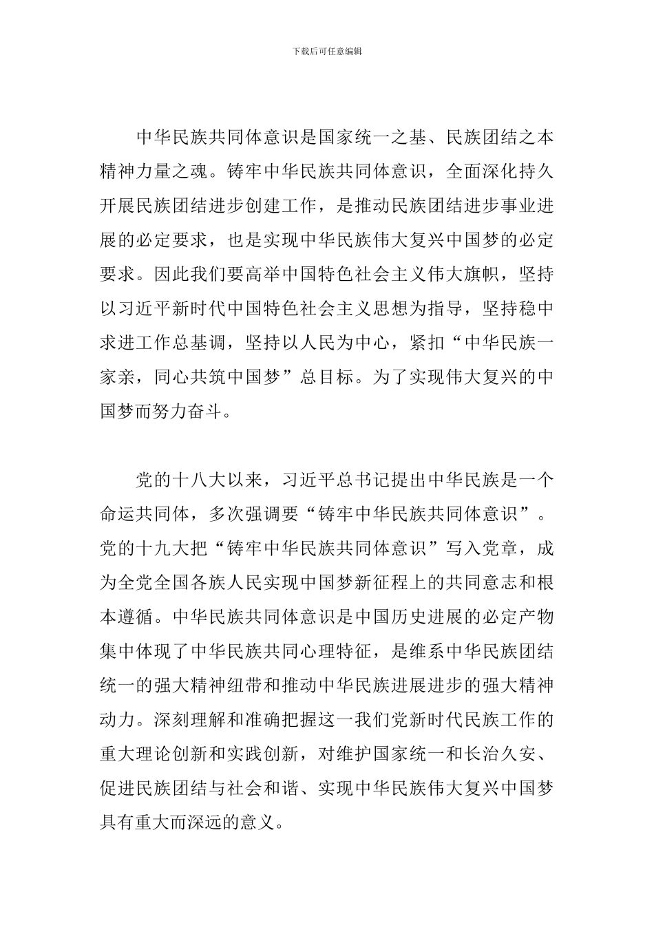 关于铸牢中华民族共同体意识心得体会5篇范文_第2页