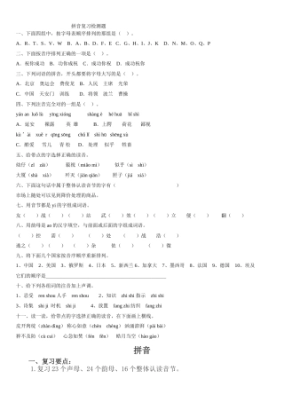 拼音复习检测题1