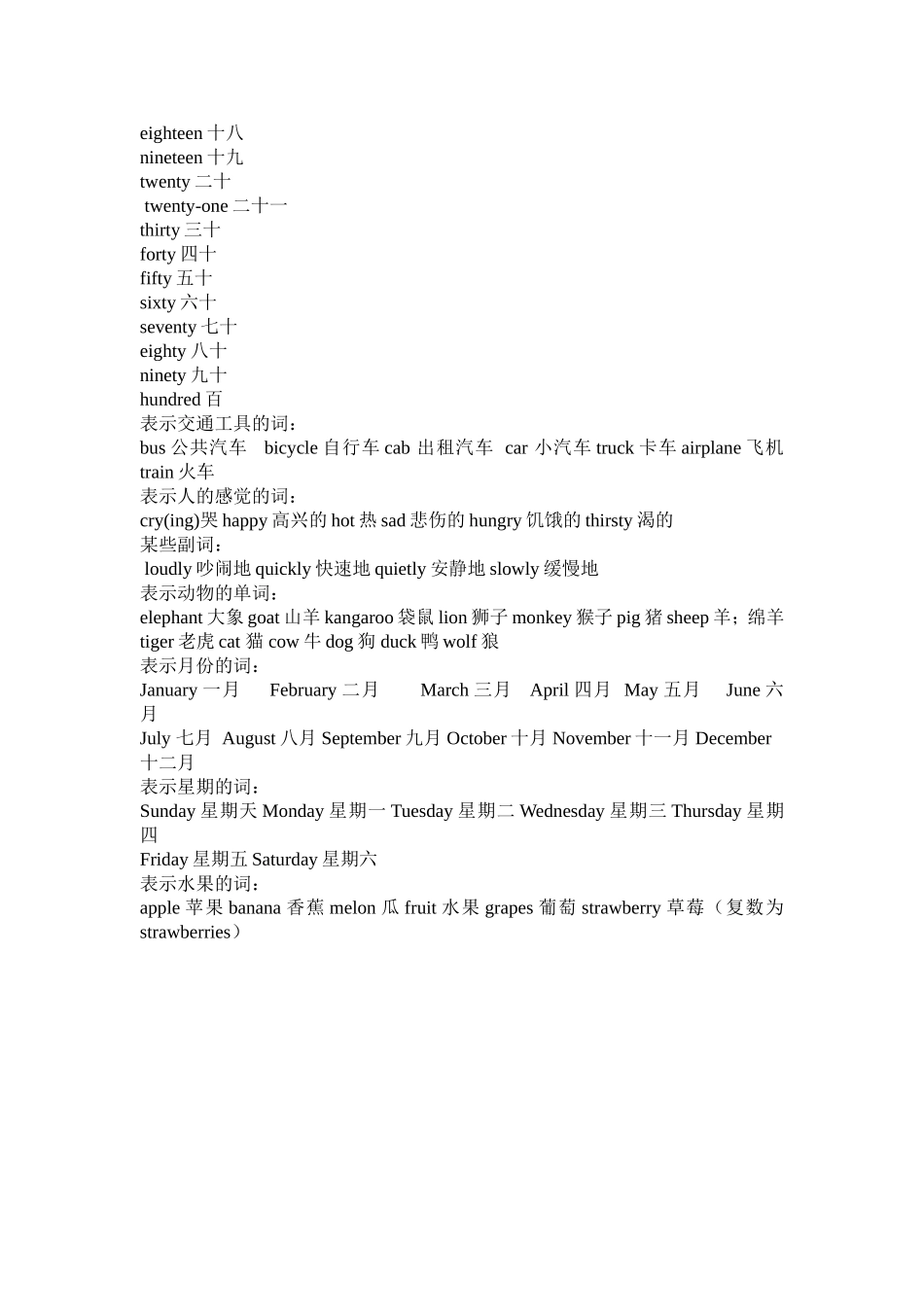 冀教版六年级英语总复习之重点单词表_第3页