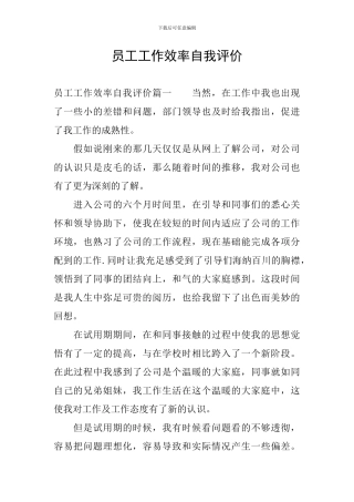 员工工作效率自我评价
